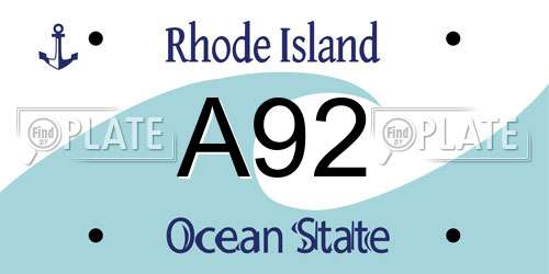 A92 Rhode Island License Plate