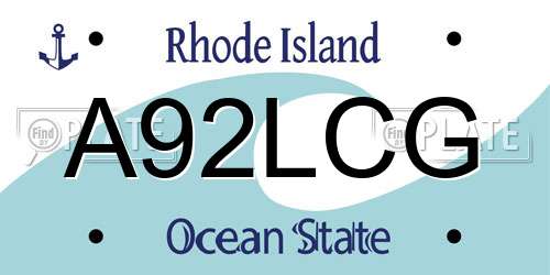 A92LCG Rhode Island License Plate