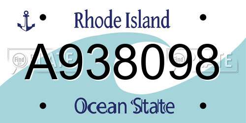 A938098 Rhode Island License Plate