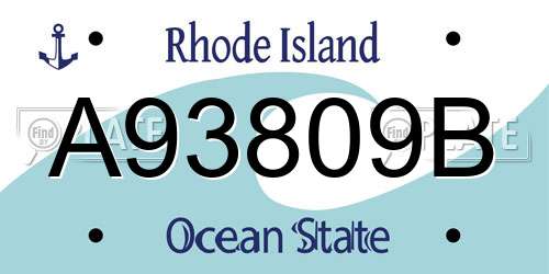 A93809B Rhode Island License Plate
