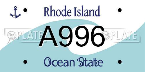 A996 Rhode Island License Plate