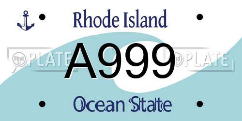 A999 Rhode Island License Plate