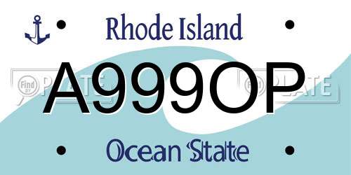 A999OP Rhode Island License Plate