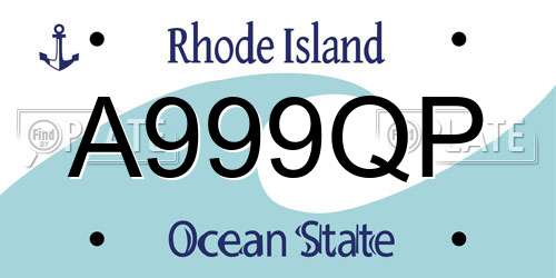 A999QP Rhode Island License Plate