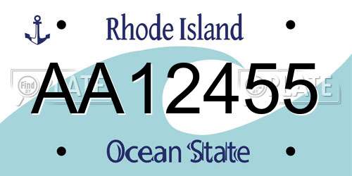 AA12455 Rhode Island License Plate