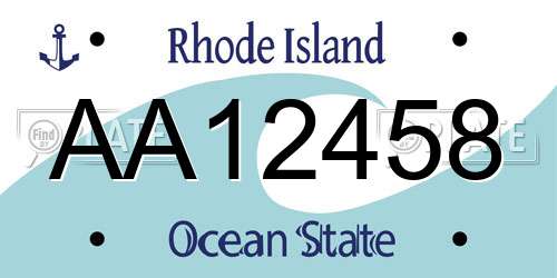 AA12458 Rhode Island License Plate
