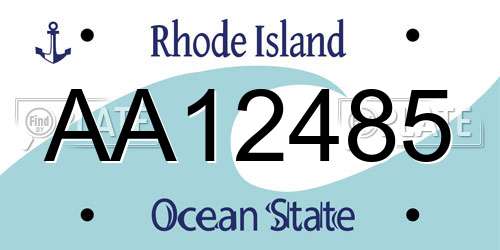 AA12485 Rhode Island License Plate