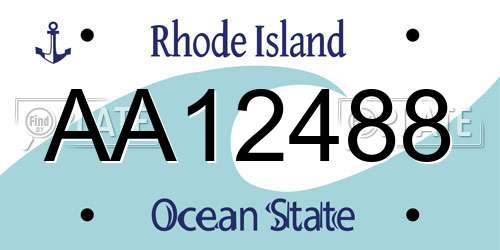 AA12488 Rhode Island License Plate