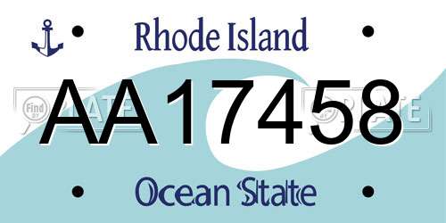 AA17458 Rhode Island License Plate