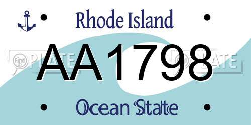 AA1798 Rhode Island License Plate