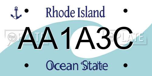 AA1A3C Rhode Island License Plate
