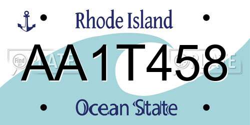AA1T458 Rhode Island License Plate