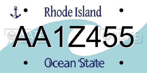 AA1Z455 Rhode Island License Plate