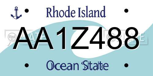 AA1Z488 Rhode Island License Plate