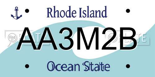 AA3M2B Rhode Island License Plate