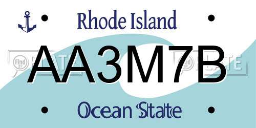 AA3M7B Rhode Island License Plate