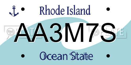 AA3M7S Rhode Island License Plate