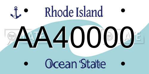 AA40000 Rhode Island License Plate