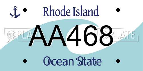 AA468 Rhode Island License Plate