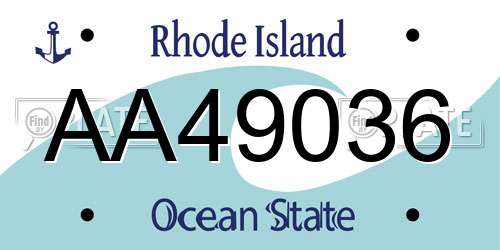 AA49036 Rhode Island License Plate