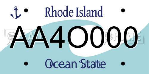 AA4O000 Rhode Island License Plate