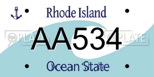 AA534 Rhode Island License Plate