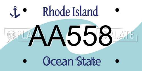 AA558 Rhode Island License Plate