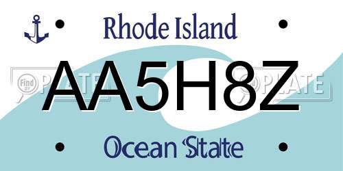 AA5H8Z Rhode Island License Plate