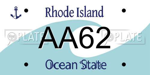 AA62 Rhode Island License Plate