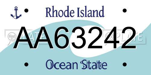 AA63242 Rhode Island License Plate