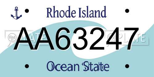 AA63247 Rhode Island License Plate