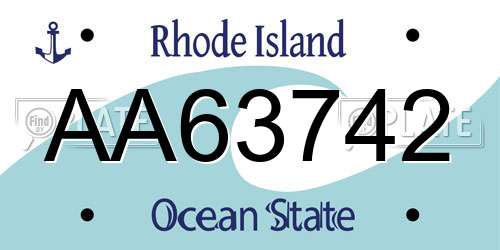 AA63742 Rhode Island License Plate