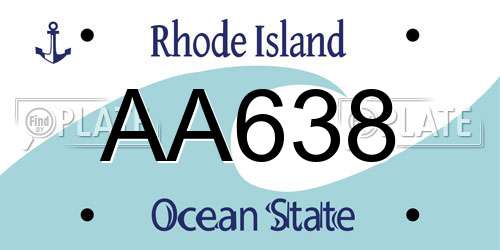 AA638 Rhode Island License Plate