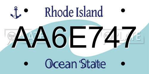 AA6E747 Rhode Island License Plate