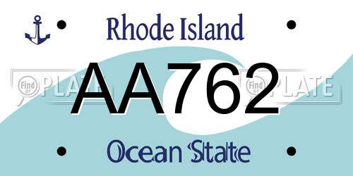 AA762 Rhode Island License Plate