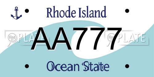 AA777 Rhode Island License Plate