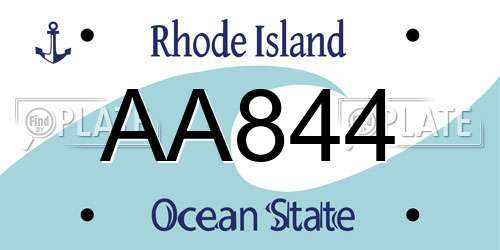 AA844 Rhode Island License Plate