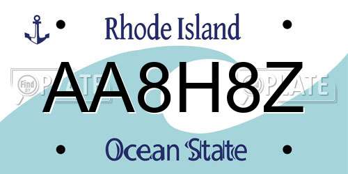 AA8H8Z Rhode Island License Plate