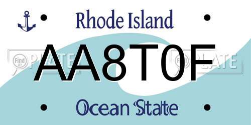 AA8T0F Rhode Island License Plate