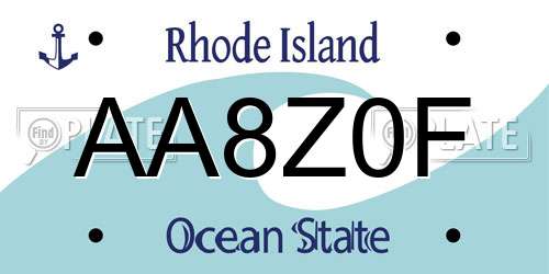 AA8Z0F Rhode Island License Plate