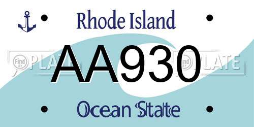 AA930 Rhode Island License Plate