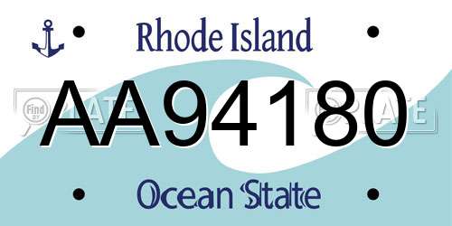 AA94180 Rhode Island License Plate