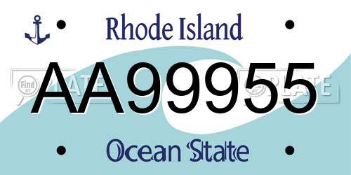AA99955 Rhode Island License Plate
