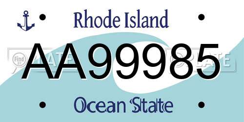 AA99985 Rhode Island License Plate
