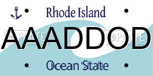 AAADDOD Rhode Island License Plate