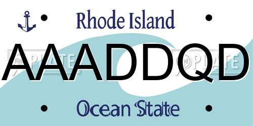 AAADDQD Rhode Island License Plate