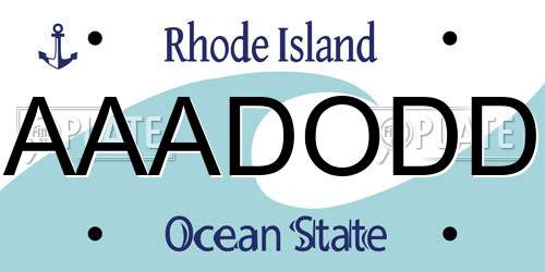 AAADODD Rhode Island License Plate