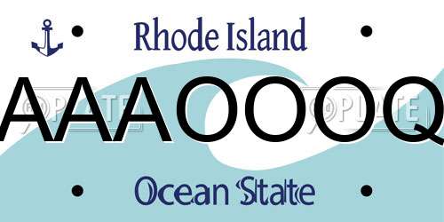 AAAOOOQ Rhode Island License Plate
