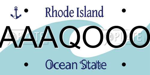 AAAQOOO Rhode Island License Plate