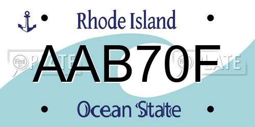 AAB70F Rhode Island License Plate